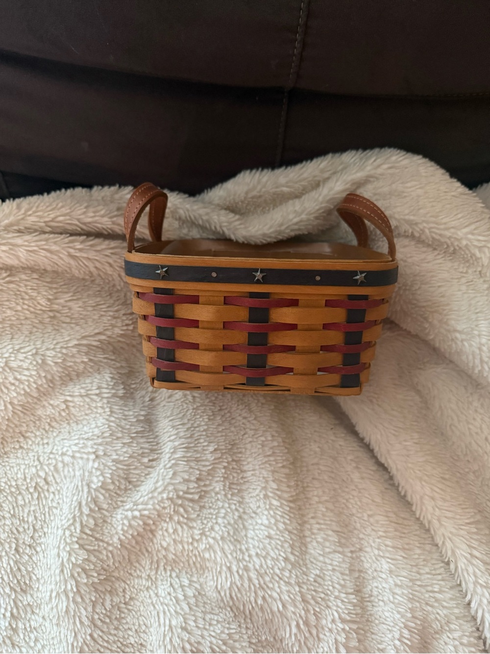 Longaberger Woven Mini Bag in Tan, Red & Navy